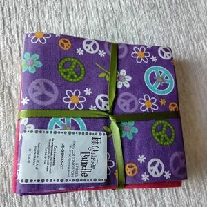 Fat Quarter Bundle ....Purple Peace Sign Fabric  Five Design